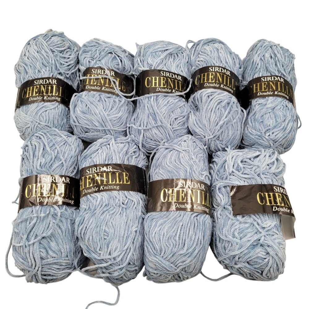 Sirdar Chenille Double Knitting Yarn Blue Lot 185 Acrylic Nylon 169 Yard 9 Skein